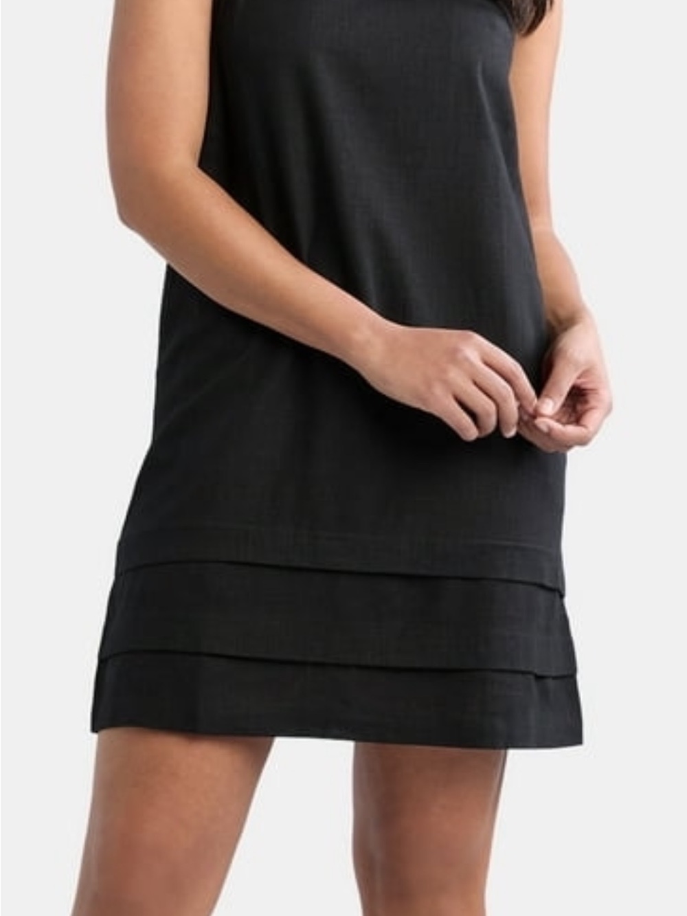 Black Sleeveless Shift Dress with Tiered Hem